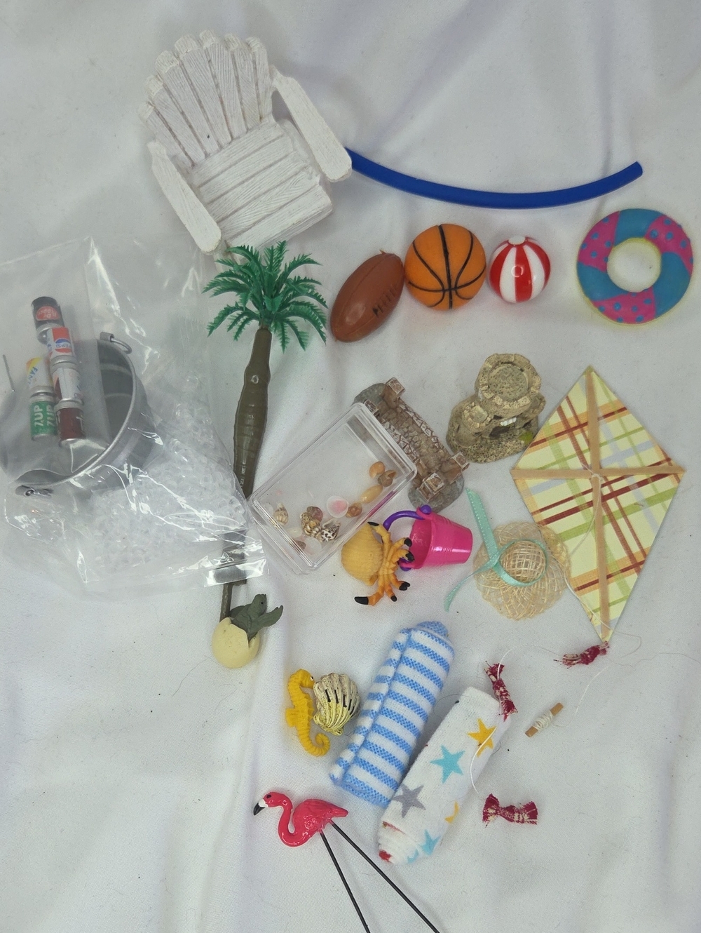 Doll House Beach Summer Realistic Accessories Ice Cans Pool Noodle Animals 1:12